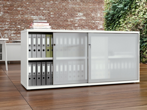 Armoire basse portes coulissantes REMUS portes transparentes