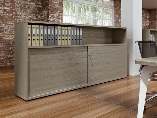 Armoire mi-haute portes coulissantes REMUS H120 avec niche de rangement
