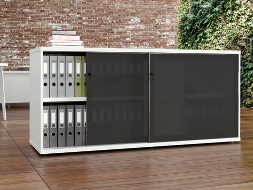 Armoire basse portes coulissantes REMUS portes transparentes