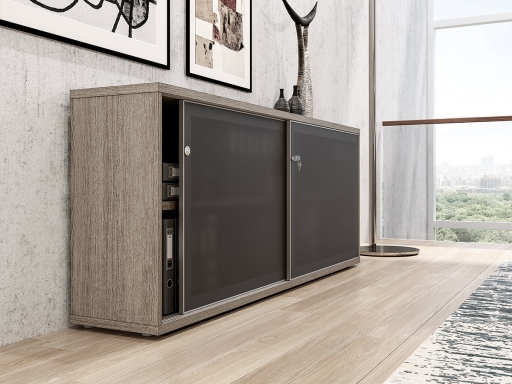 Armoire basse portes coulissantes REMUS portes transparentes