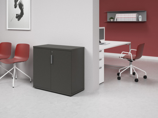 Armoire basse portes battantes L90xH82 en mélaminé