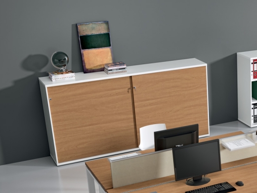 Armoire mi-haute portes coulissantes L160xH120 en mélaminé