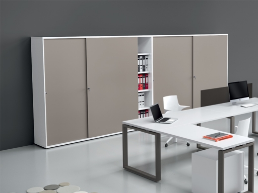 Armoire haute portes coulissantes REMUS L160xH197 en mélaminé