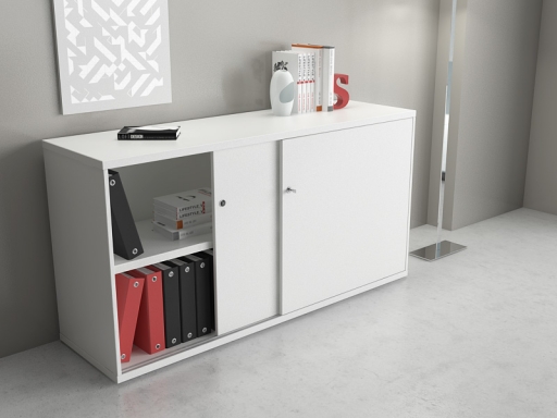 Armoire basse portes coulissantes L160xH82 en mélaminé