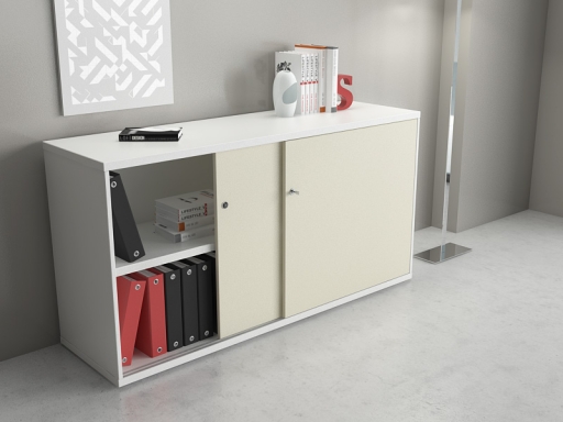 Armoire basse portes coulissantes L160xH82 en mélaminé