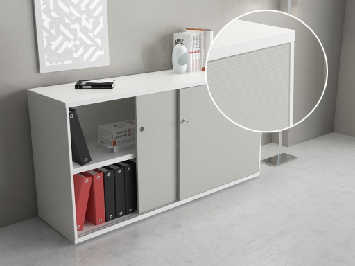 Armoire basse portes coulissantes L160xH82 en mélaminé