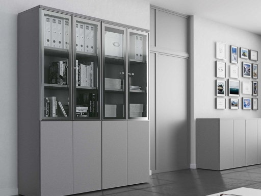 Armoire haute avec portes en verre et push open ELLIS H196