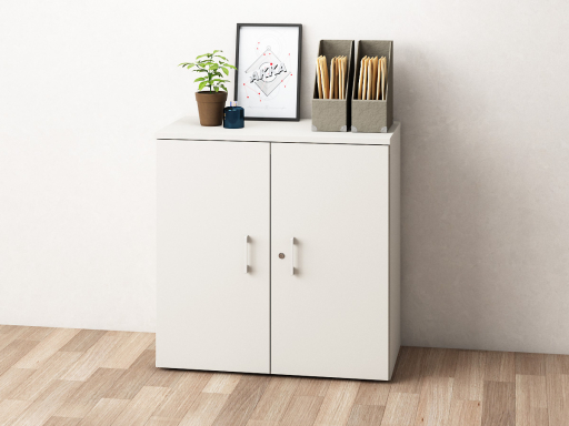 Armoire basse portes battantes en mélaminé, pas chère