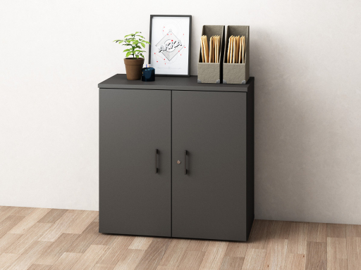 Armoire basse portes battantes en mélaminé, pas chère