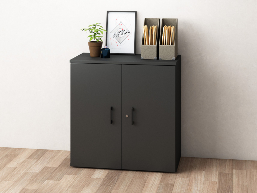 Armoire basse portes battantes en mélaminé, pas chère