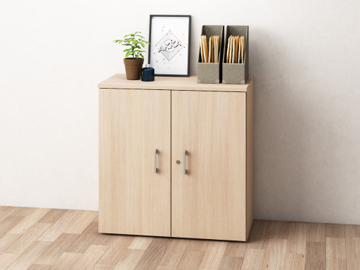 Armoire basse portes battantes en mélaminé, pas chère