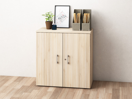 Armoire basse portes battantes en mélaminé, pas chère