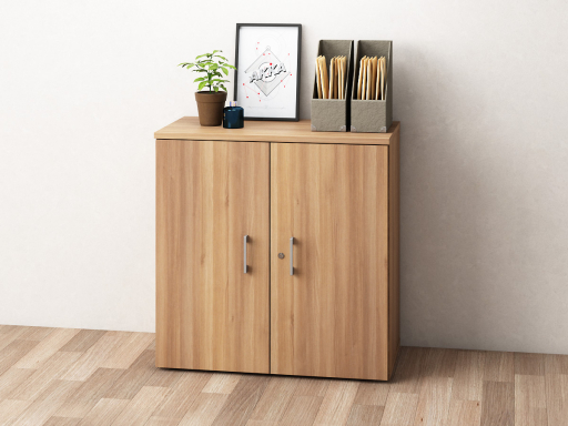 Armoire basse portes battantes en mélaminé, pas chère