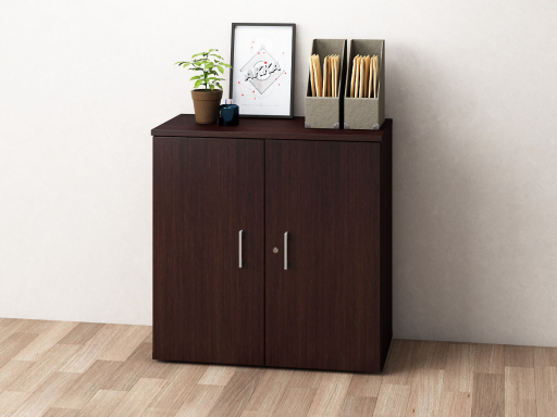 Armoire basse portes battantes en mélaminé, pas chère