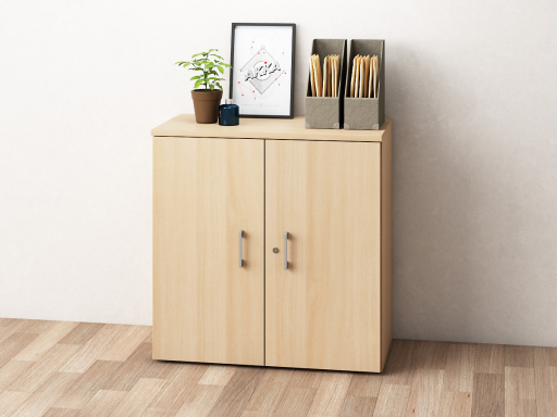 Armoire basse portes battantes en mélaminé, pas chère