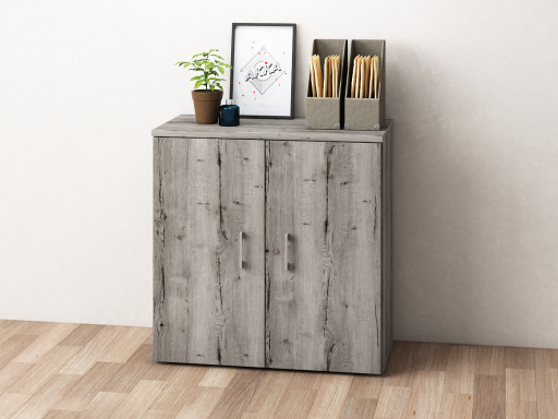 Armoire basse portes battantes en mélaminé, pas chère