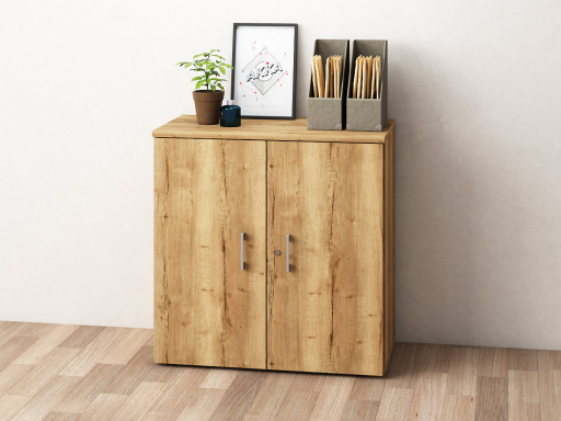 Armoire basse portes battantes en mélaminé, pas chère