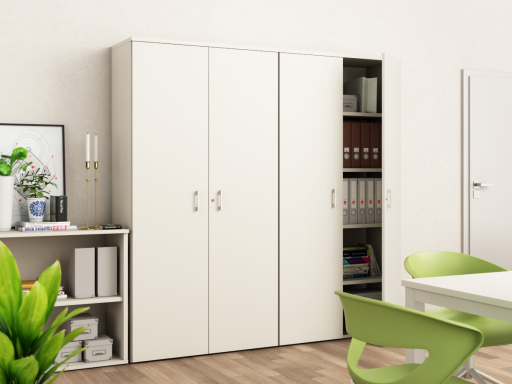 Armoire haute portes battantes avec bibliothèque MAGIC L262xH216, pas chère