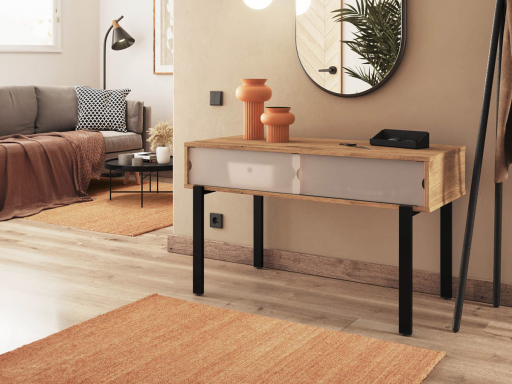 Petite console 2 portes coulissantes KASA avec vide poche en PET , fabriqué en Espagne
