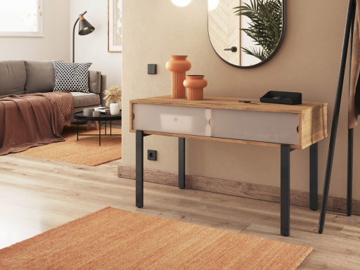 Petite console 2 portes coulissantes KASA avec vide poche en PET , fabriqué en Espagne