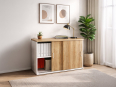 Deskissimo - Armoire basse portes coulissantes LAGO H81 bicolore