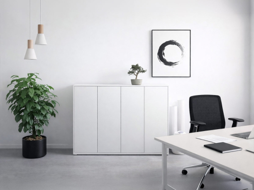 Armoire basse unie push open, fabriqué en ESPAGNE