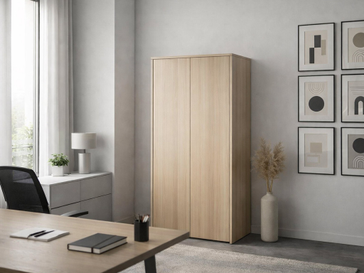 Armoire mi-haute unie push open L80 H159, fabriqué en Espagne