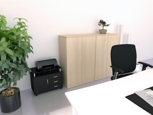 Armoire basse unie push open, fabriqué en ESPAGNE
