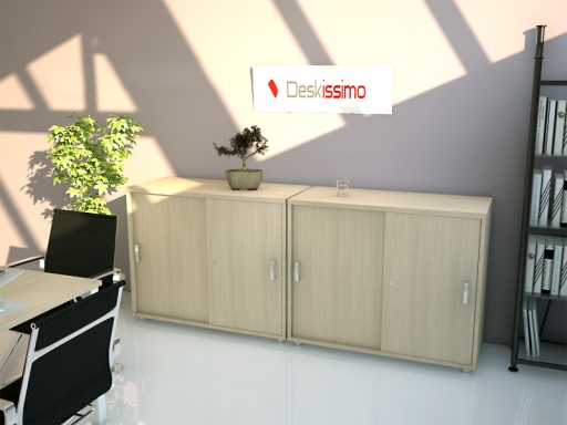 Armoire basse unie portes coulissantes LAGO, fabriqué en Espagne