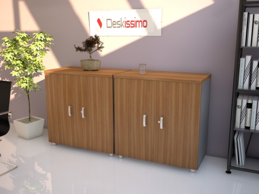 Armoire basse bicolore portes battantes