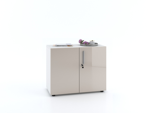 Armoire basse portes battantes L90xH70 avec portes laquées brillantes