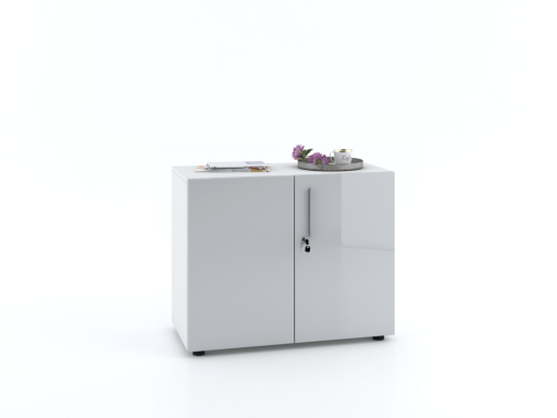 Armoire basse portes battantes L90xH70 avec portes laquées brillantes