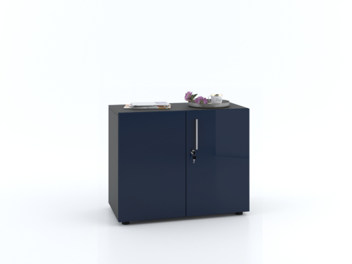 Armoire basse portes battantes L90xH70 avec portes laquées brillantes