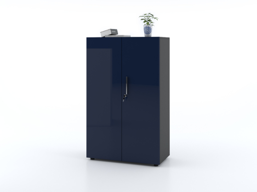 Armoire mi-haute portes battantes L90xH143 avec portes laquées brillantes