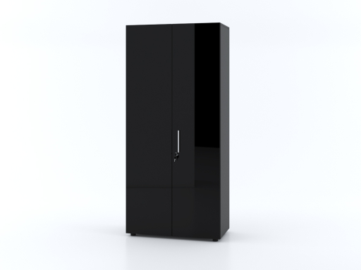Armoire haute portes battantes L90xH195 avec portes laquées brillantes