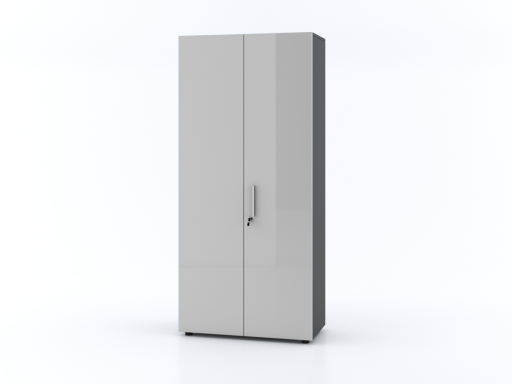 Armoire haute portes battantes L90xH195 avec portes laquées brillantes