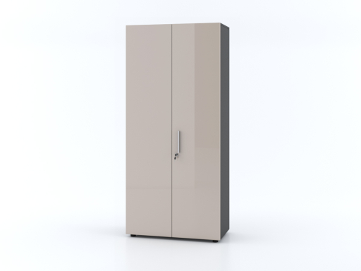 Armoire haute portes battantes L90xH195 avec portes laquées brillantes