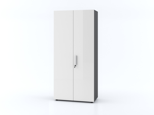 Armoire haute portes battantes L90xH195 avec portes laquées brillantes