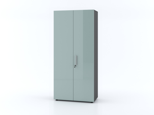 Armoire haute portes battantes L90xH195 avec portes laquées brillantes