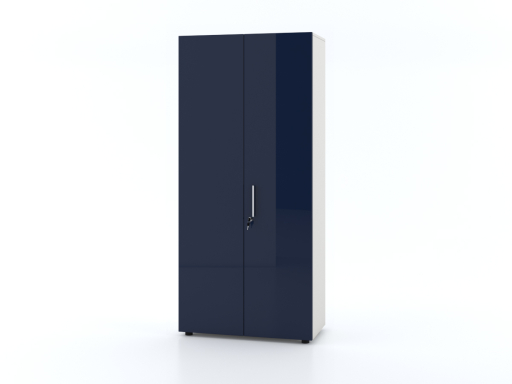 Armoire haute portes battantes L90xH195 avec portes laquées brillantes