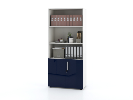 Armoire haute mixte portes battantes THALI L90 H195 bois laqué