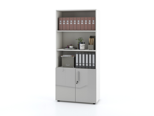 Armoire haute mixte portes battantes THALI L90 H195 bois laqué