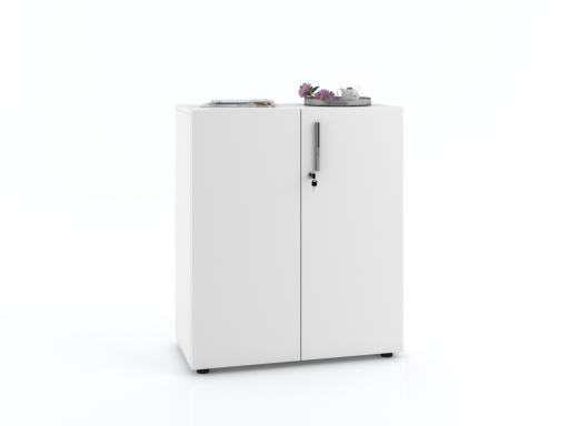 Armoire basse portes battantes L90xH103 avec portes laquées mates