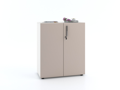 Armoire basse portes battantes L90xH103 avec portes laquées mates