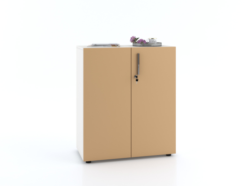 Armoire basse portes battantes L90xH103 avec portes laquées mates