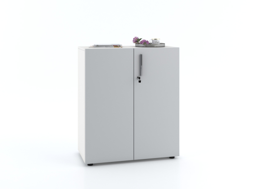 Armoire basse portes battantes L90xH103 avec portes laquées mates