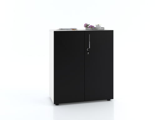 Armoire basse portes battantes L90xH103 avec portes laquées mates