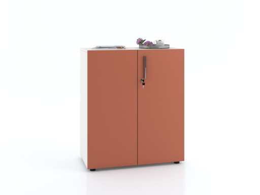 Armoire basse portes battantes L90xH103 avec portes laquées mates