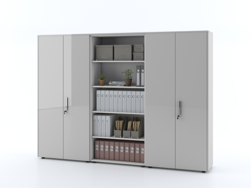 Armoire haute portes battantes mixte L274 x H197 cm laqué brillant