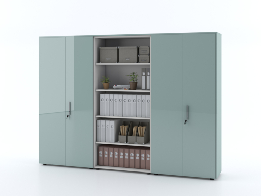 Armoire haute portes battantes mixte L274 x H197 cm laqué brillant